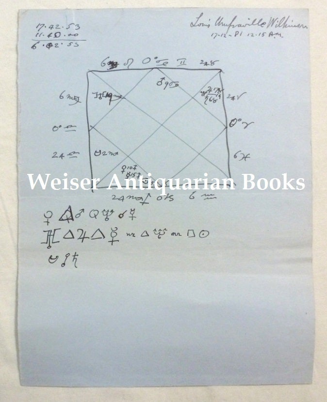 A Handwritten and Drawn Astrological Natal Chart, for Louis Umfraville