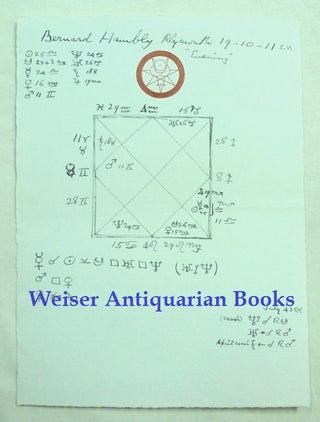 Item #70969 A Handwritten and Drawn Astrological Natal Chart, for Bernard Hambly Prepared by...