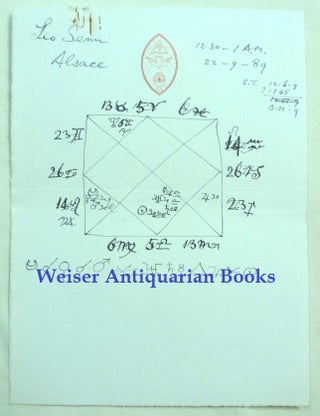 Item #70970 A Handwritten and Drawn Astrological Natal Chart, for Leo Senn Prepared by Aleister...