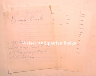 "Happy Dust." A lengthy paean to cocaine use in the form of a 5 page typescript of the long poem "Happy Dust," with annotations in the hand of Crowley, and a handwritten cover sheet showing that (in addition to two published appearances) he planned to include it in "Banyan Book," a publication that he planned which never came to fruition.