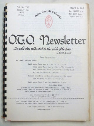 Item #71012 Issues 1 - 4 of "O.T.O. Newsletter," and issues 1 - 10 of "The Magical Link", bound...