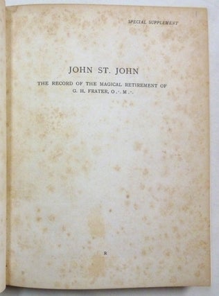 John St. John [ extracted from "The Equinox" Vol. I, No. I ].