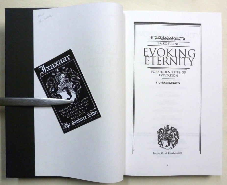 Forbidden Rites Book Evoking Eternity. Forbidden Rites of Evocation | E. A. KOETTING | First ...