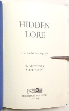 Hidden Lore. The Carfax Monographs.