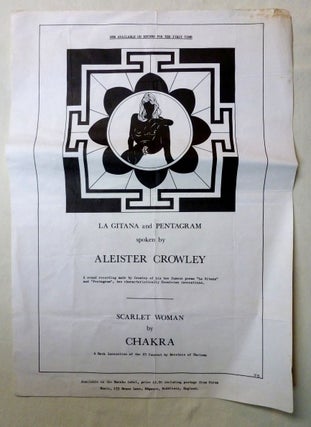 Item #72448 A Poster advertising the release of the 45rpm record: 'The Voice of Aleister Crowley:...