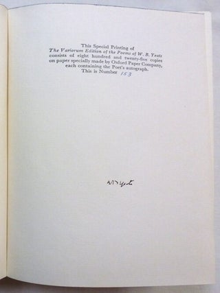 The Variorum Edition of the Poems of W. B. Yeats.