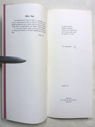 Aleister Crowley: A Memoir of 666. With four poems by Aleister Crowley.