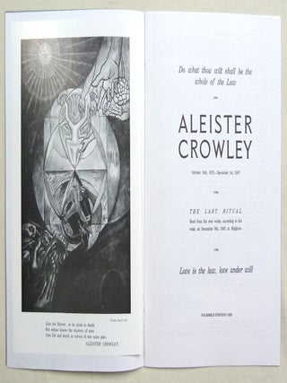 Aleister Crowley ... The Last Ritual. Read From His Own Works, According To His Wish, on December 5th, 1947, at Brighton.