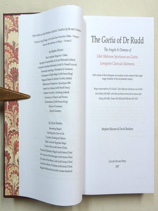 The Goetia of Dr. Rudd. The Angels of Liber Malorum Spirituum seu Goetia Lemegeton Clavicula Salomonis ....