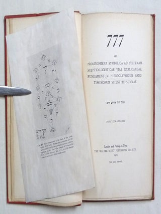 777. Vel Prolegomena Symbolica Ad Systemam Sceptico-Mysticae Viae Explicandae, Fundamentum Hieroglyphicum Sanctissimorum Scientiae Summae.